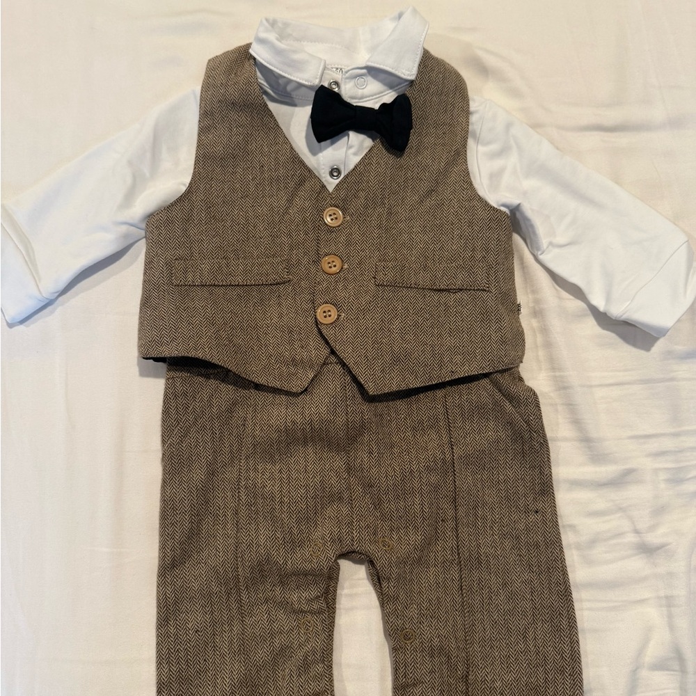 Classic Brown Kids Vest and Bow Tie Set